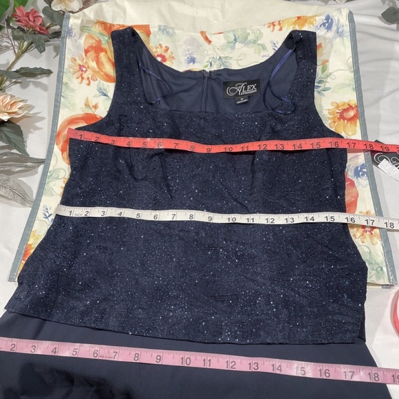 NWT $209 Alex Evenings [ 10 ] Sequin Mock Gown with Jacket in Navy Blue‎ - Picture 4 of 13
